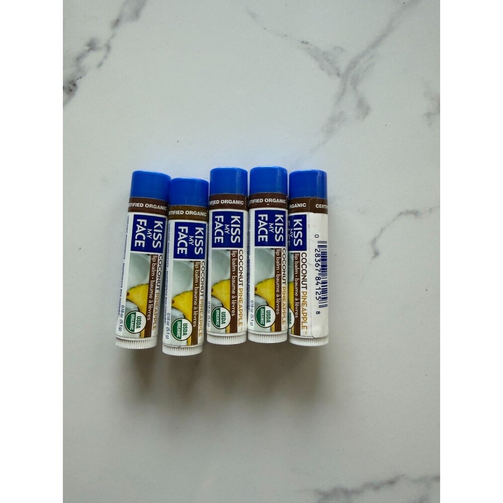 Set of 5 Kiss My Face Organic Lip Balms, Coconut Pineapple - DISCONTINUED